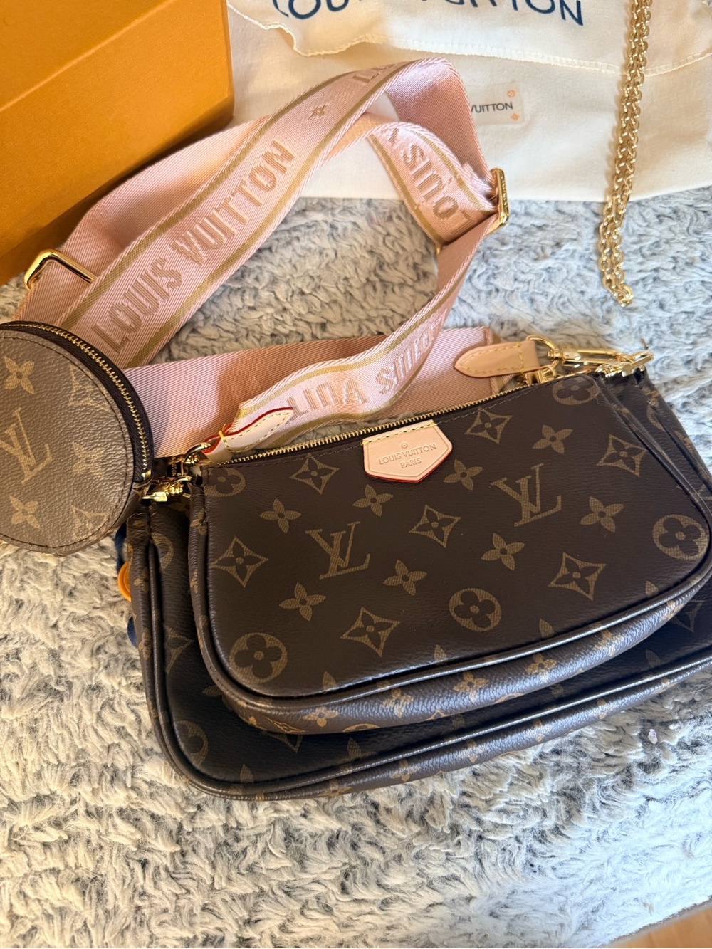 Monogram Multi Pochette with Pink Web Strap - Picture 3 of 10